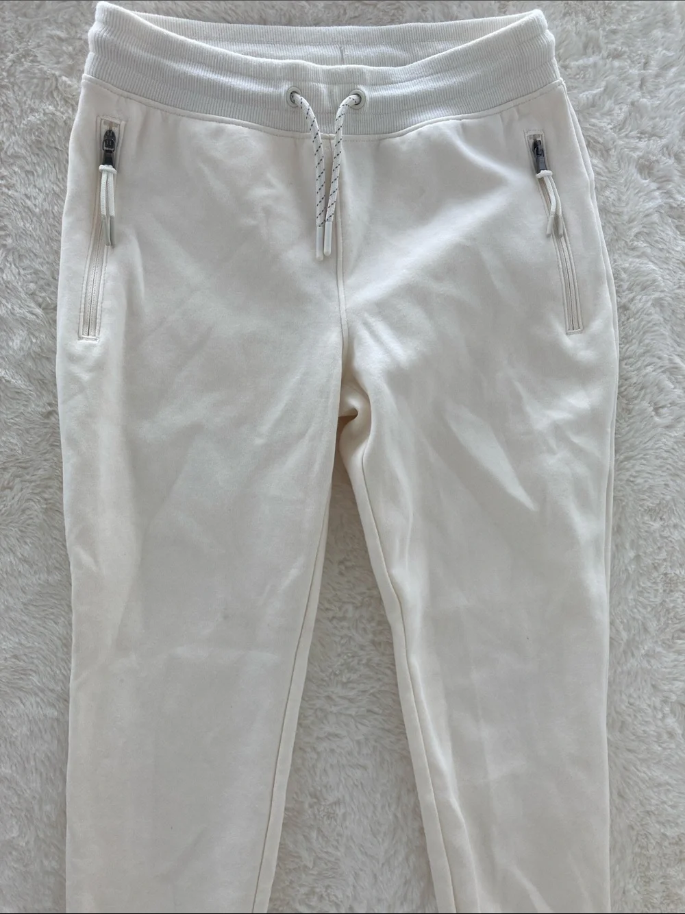 SALE! Old Navy Girls Cream Drawstring Jogger Sweatpants w/ Zip Pockets L 10-12